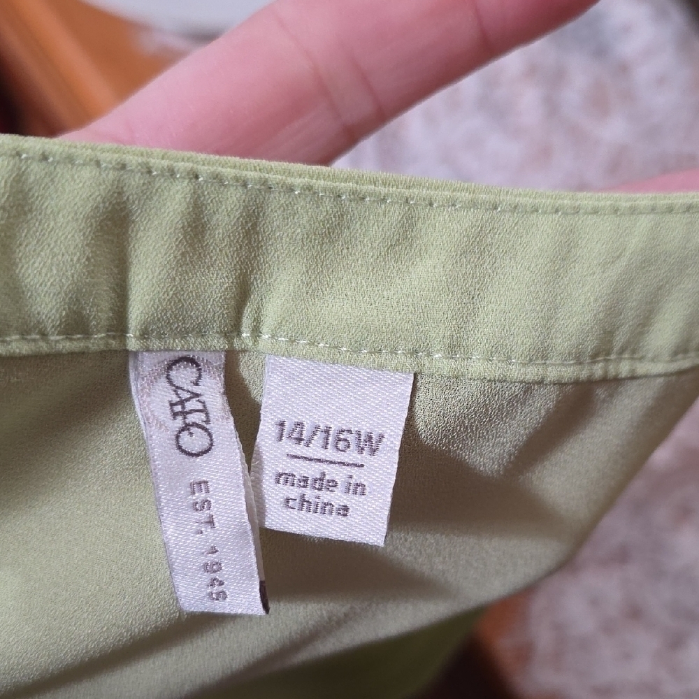 Cato Light Green Zip-Front Blouse - Picture 4 of 4